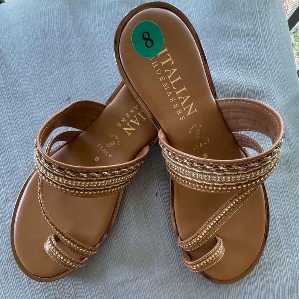 Italian Shoemakers Gold and Tan Sandals